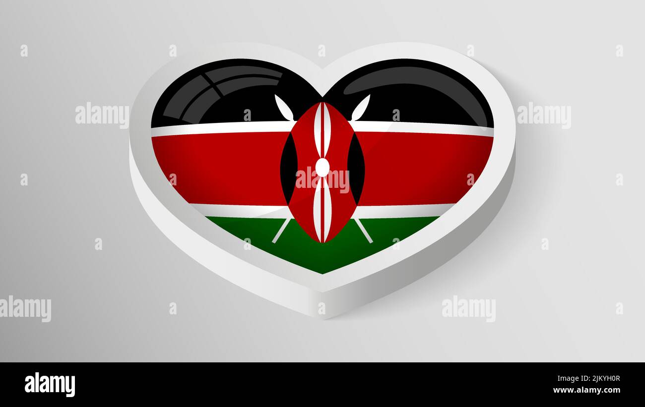EPS10 Vector Patriotic heart with flag of Kenya. An element of impact for the use you want to make of it. Stock Vector