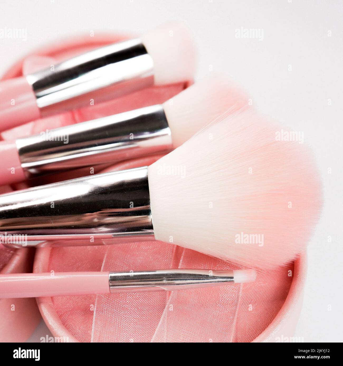 A set of makeup tools on a white background Stock Photo