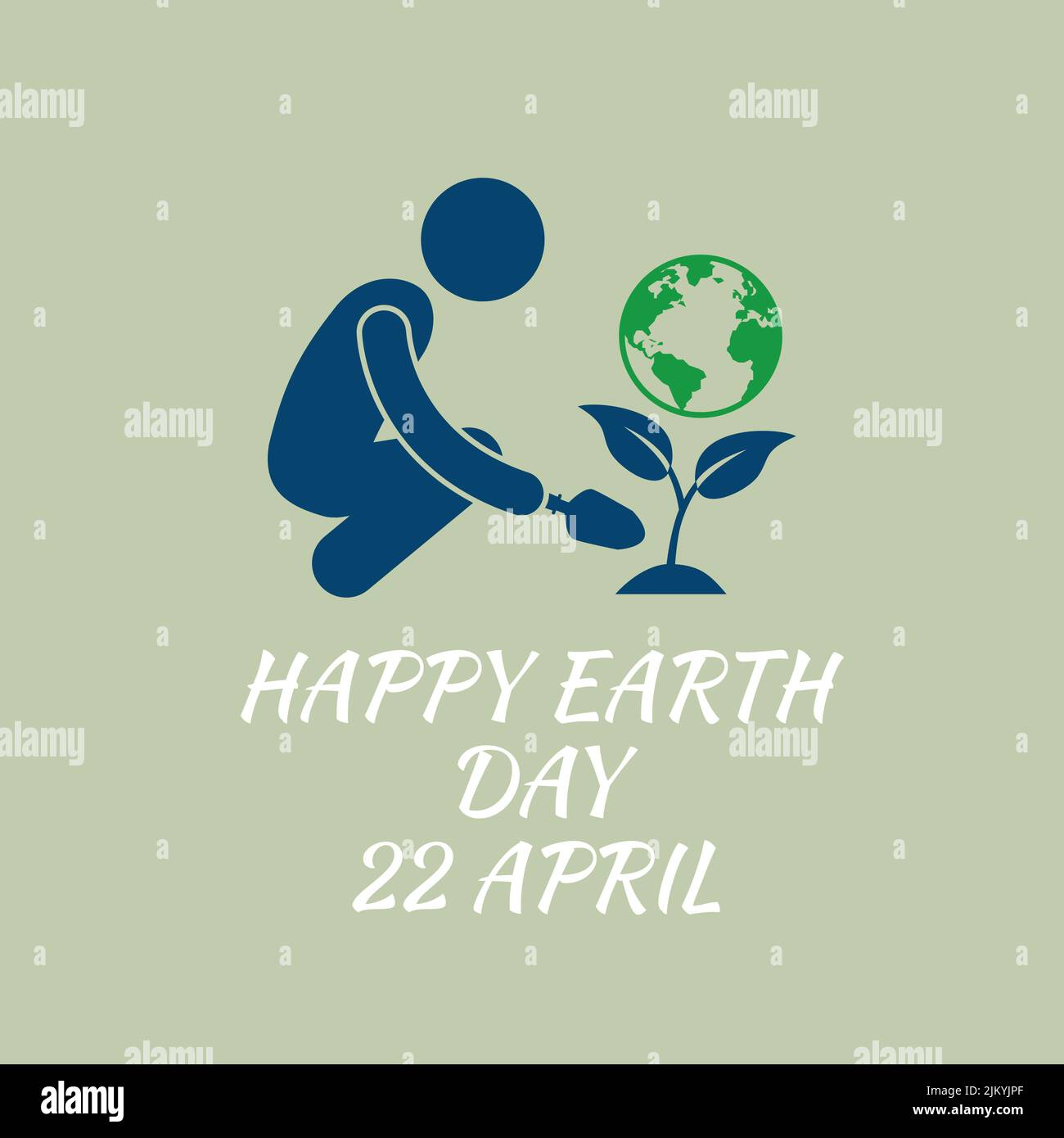 Illustration of plant and earth icon with text HAPPY EARTH DAY 22 APRIL ...