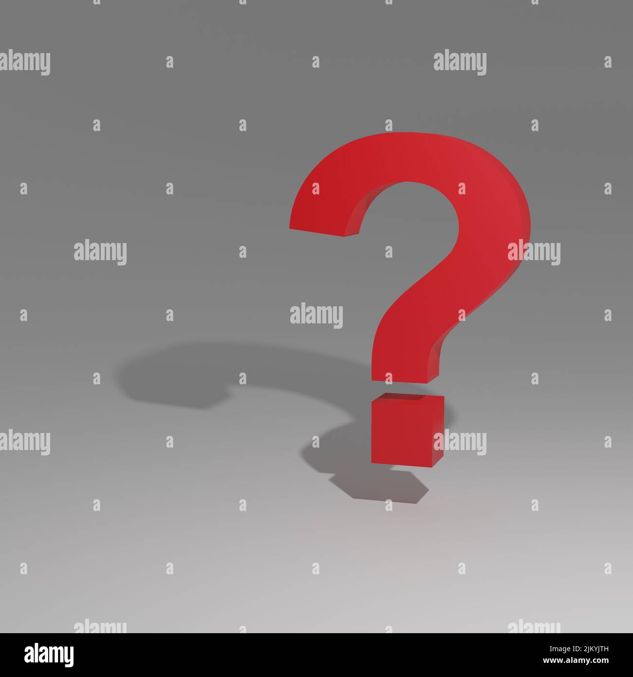 A 3d illustration of a red question mark on a gray background with a ...