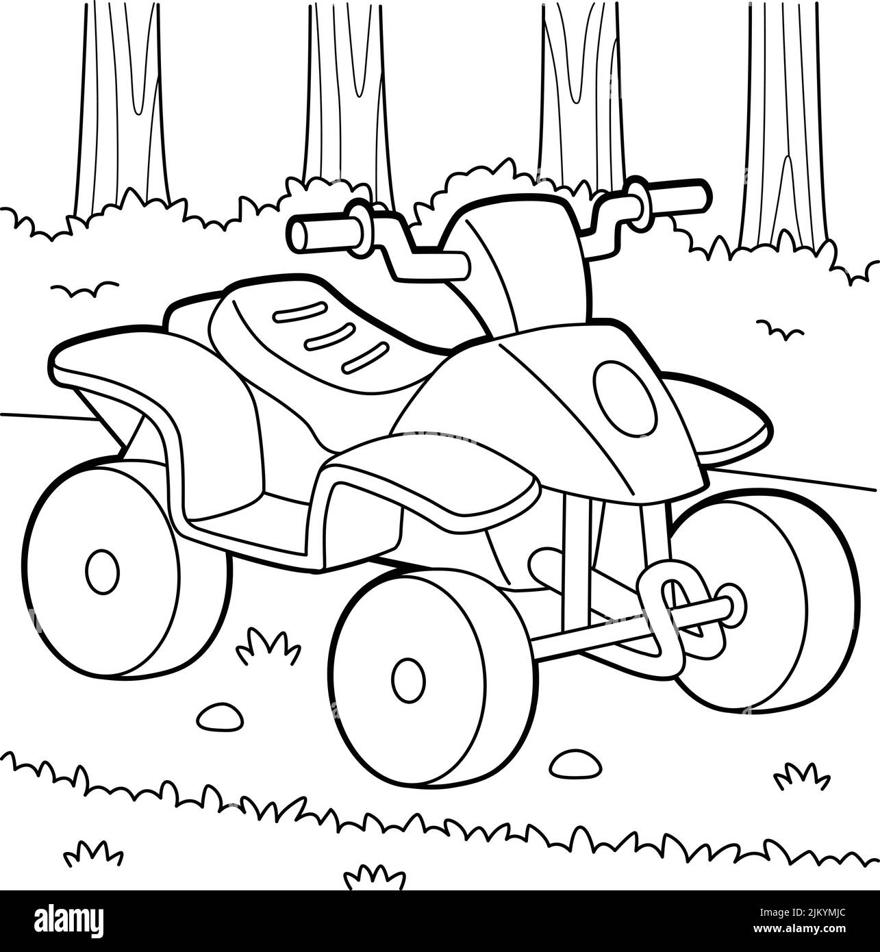 Quad Bike Vehicle Coloring Page for Kids Stock Vector