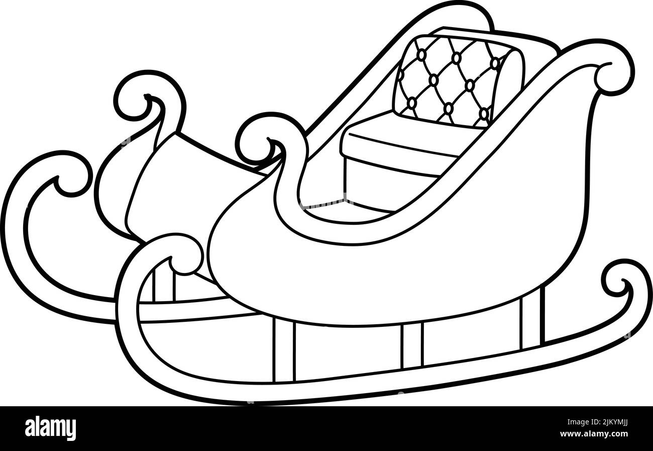 X-Mas Sleigh Vehicle Coloring Page for Kids Stock Vector