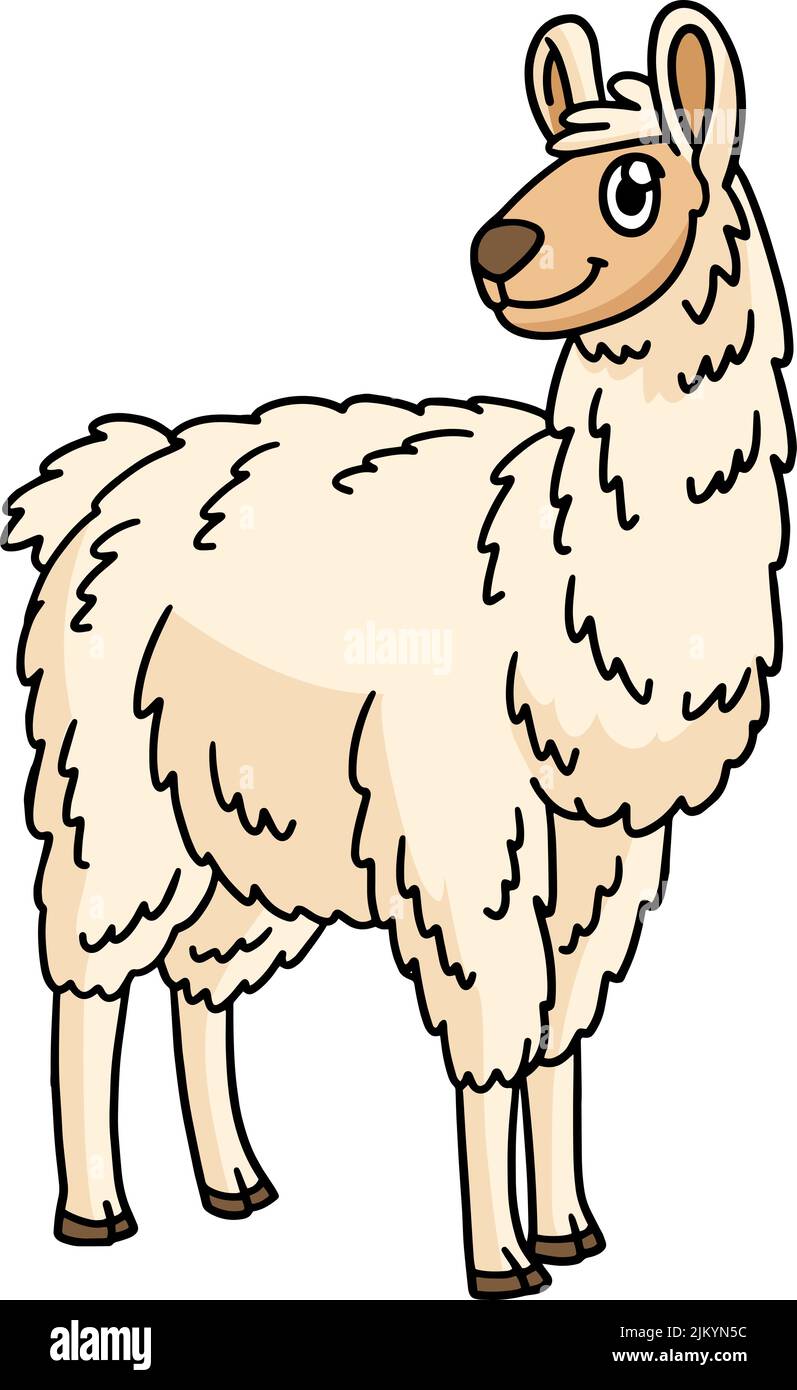 Llama Animal Cartoon Colored Clipart Illustration Stock Vector