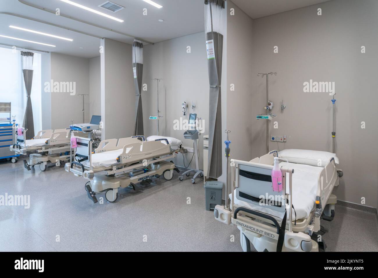 multifunction ICU bed and medical equipments in the modern hospital. Stock Photo