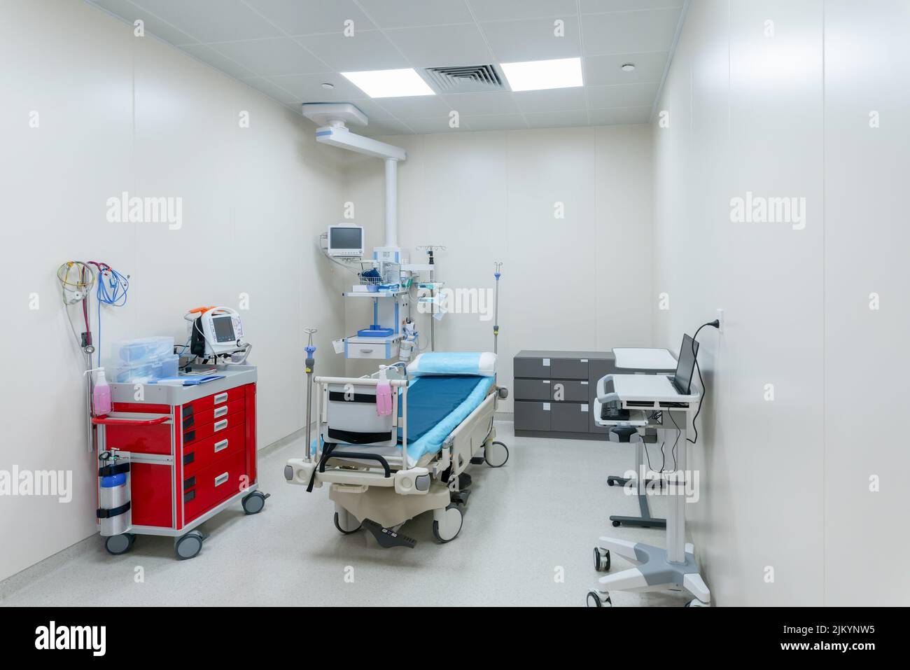 multifunction ICU bed and medical equipments in the modern hospital. Stock Photo