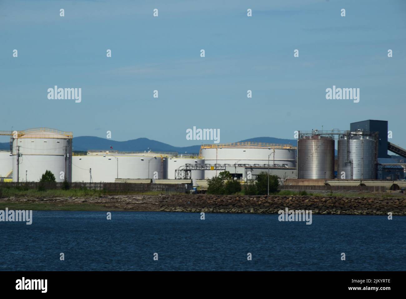 Industrial fuel and gas storage tanks Stock Photo Alamy