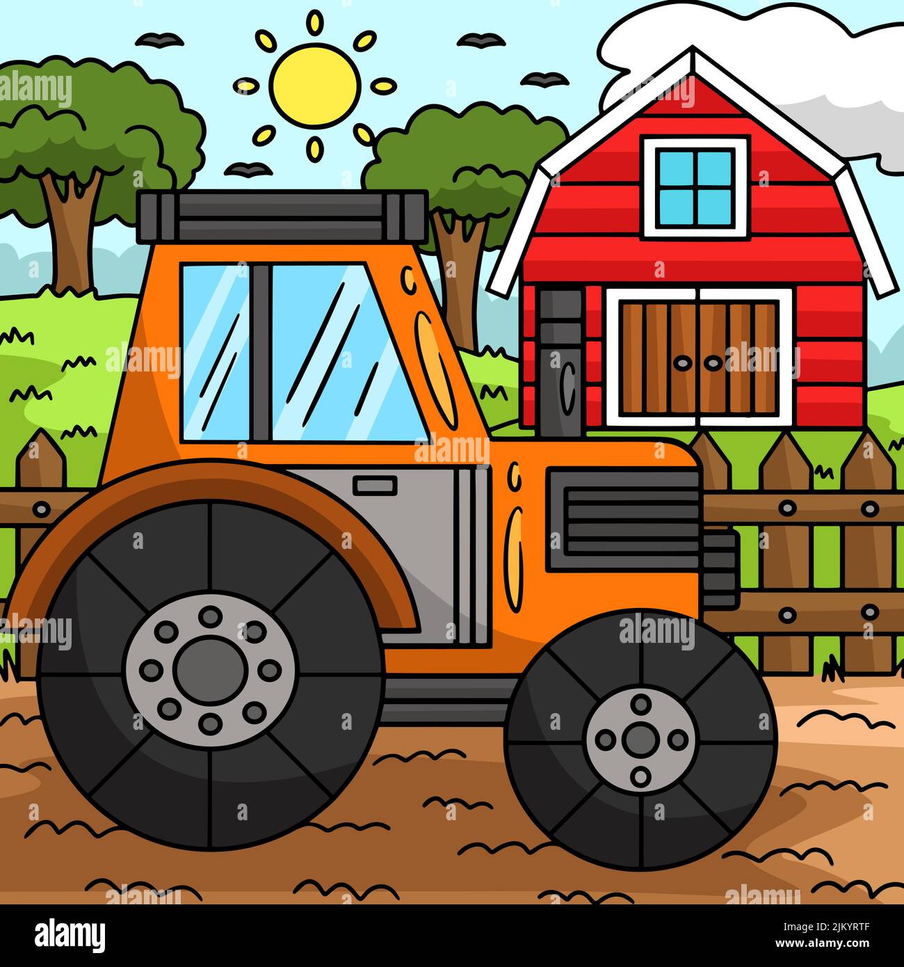 Tractor Vehicle Colored Cartoon Illustration Stock Vector Image & Art
