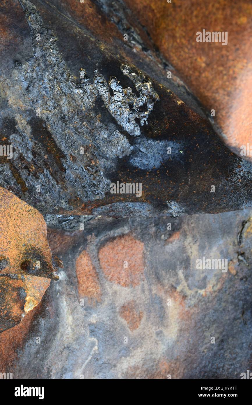 A section of a rusted steel plate Stock Photo