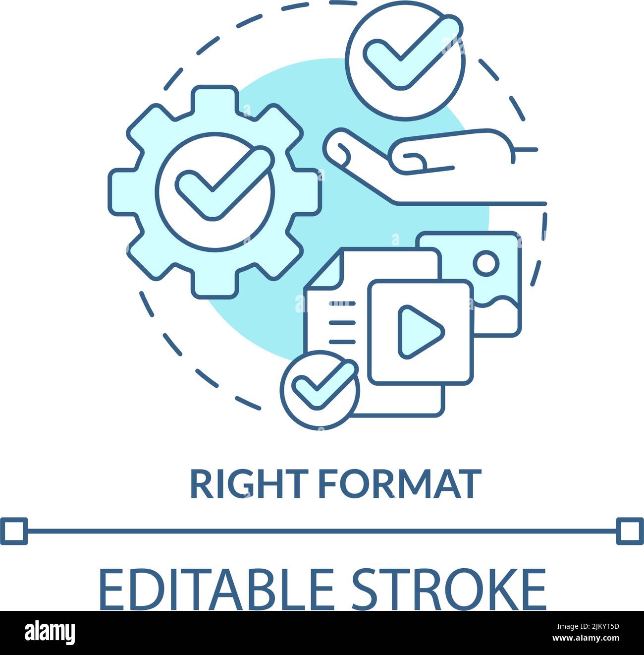 Right format turquoise concept icon Stock Vector