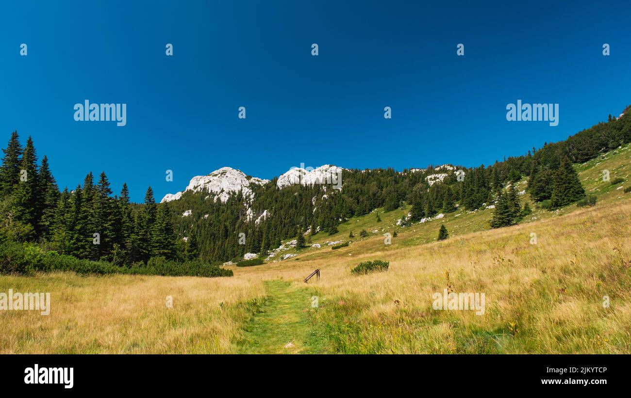 A scenic landscape of the Velebit mountain chain in Croatia Stock Photo