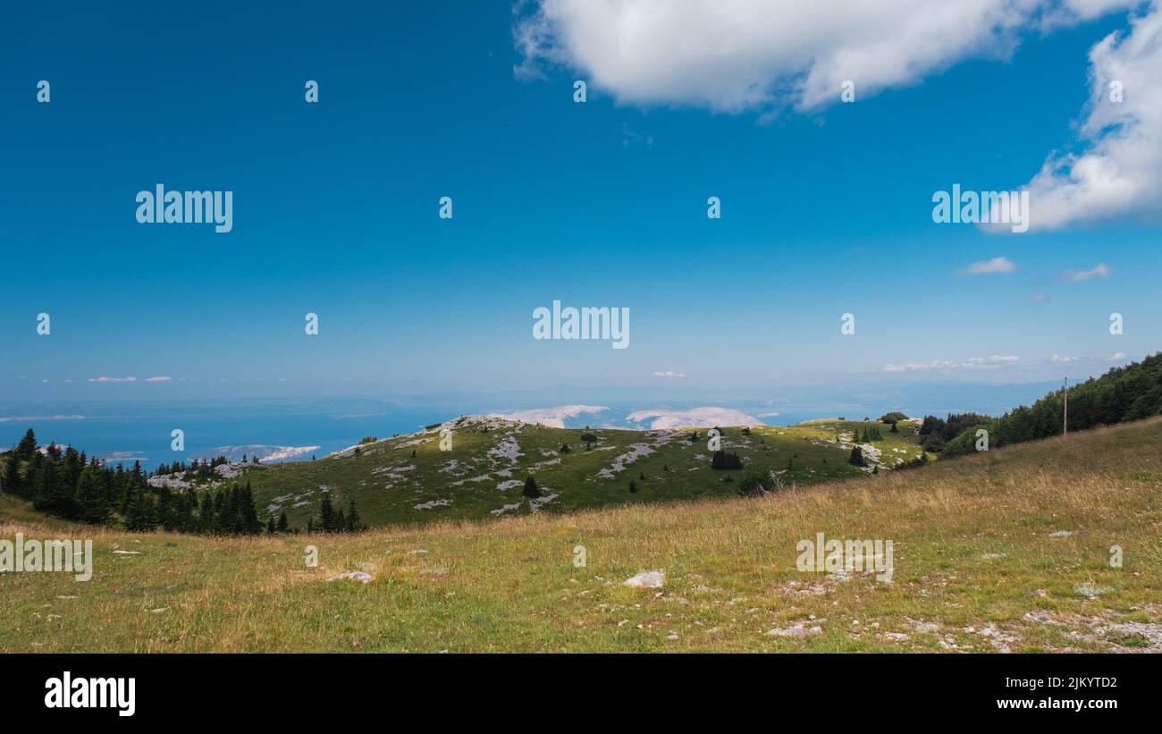 A scenic view of Velebit mountain chain landscape in Croatia Stock Photo