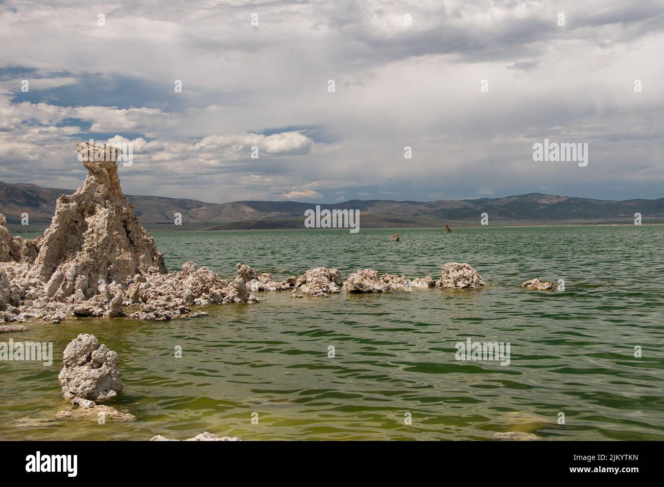 A scenic view of rock structure in Mono Lake, a saline soda lake in Mono County, California Stock Photo