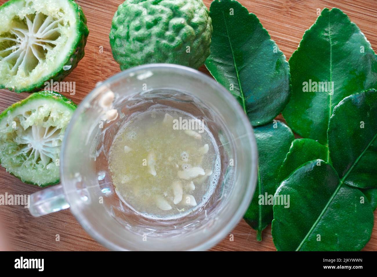 Bergamot or kaffir lime freshly squeezed juice Stock Photo Alamy