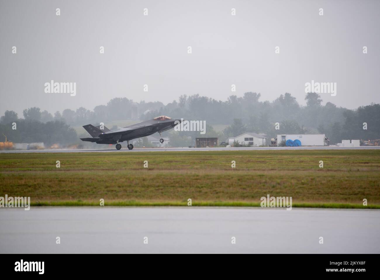 An F35A Lightning II aircraft assigned to the 158th Fighter Wing lands
