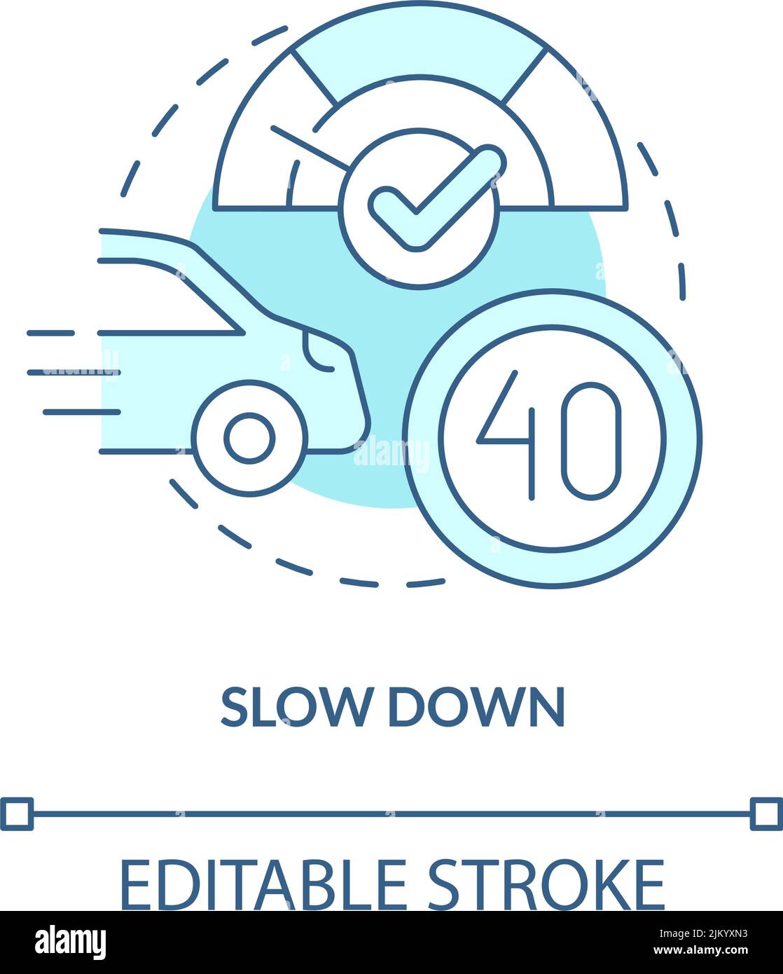 Slow down turquoise concept icon Stock Vector