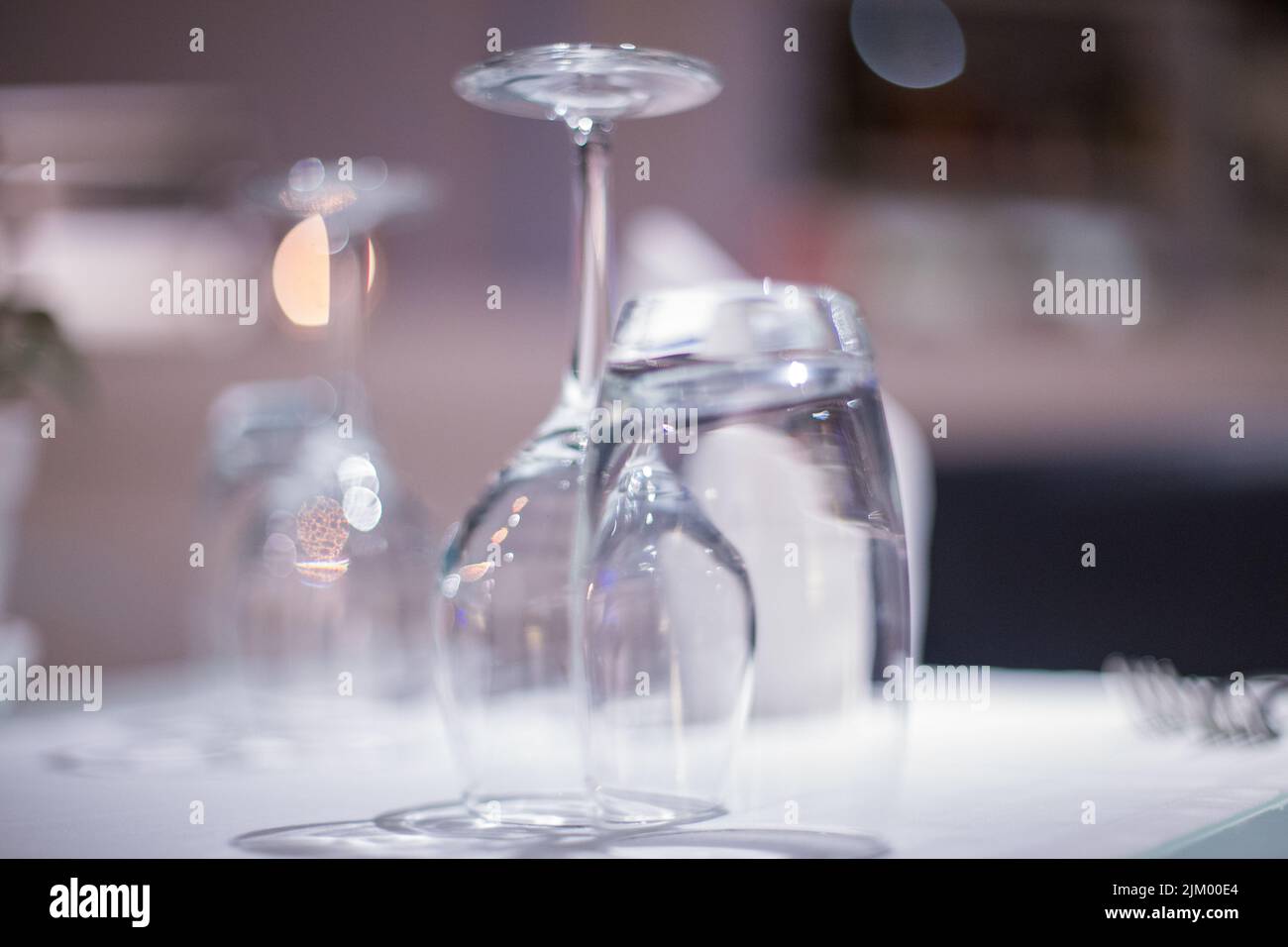 Few empty wineglasses on the table Stock Photo
