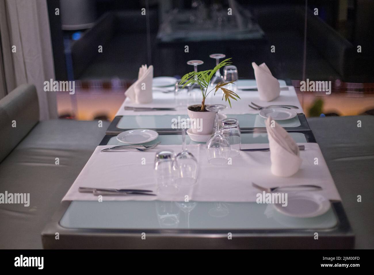 Few empty wineglasses on the table Stock Photo