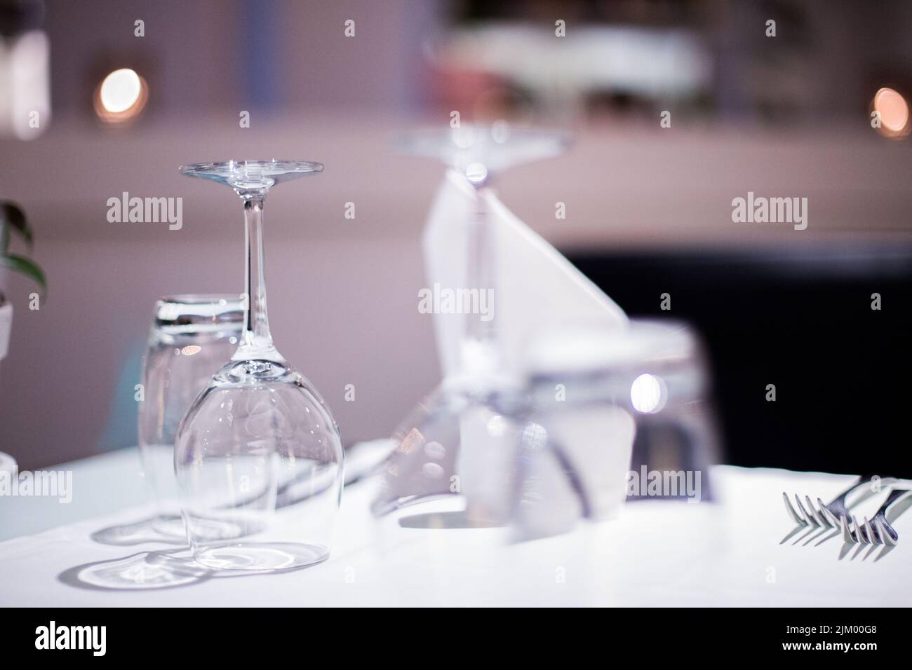 Few empty wineglasses on the table Stock Photo