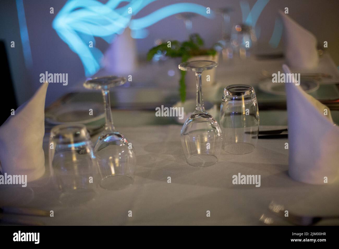 Few empty wineglasses on the table Stock Photo