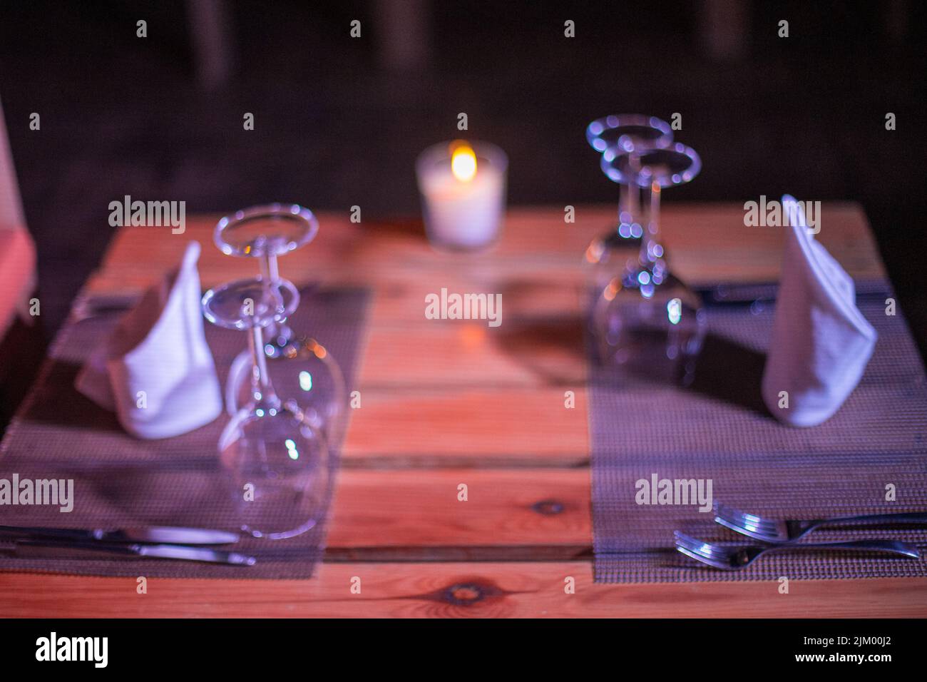 Few empty wineglasses on the table Stock Photo