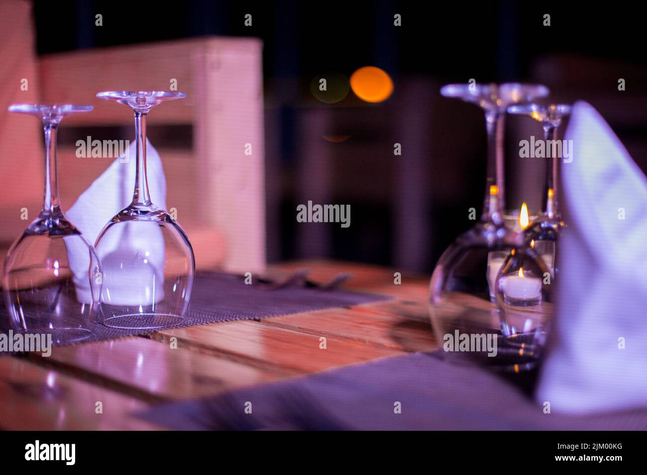 Few empty wineglasses on the table Stock Photo