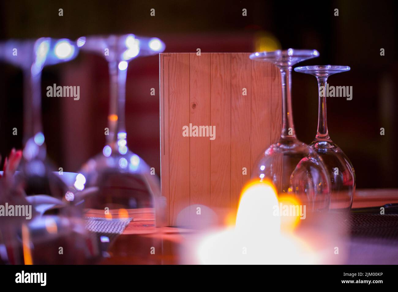Few empty wineglasses on the table Stock Photo