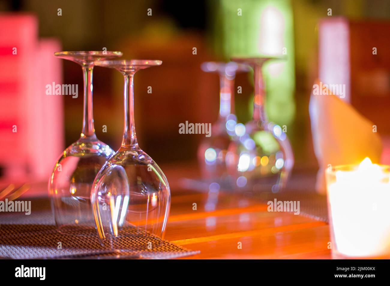 Few empty wineglasses on the table Stock Photo