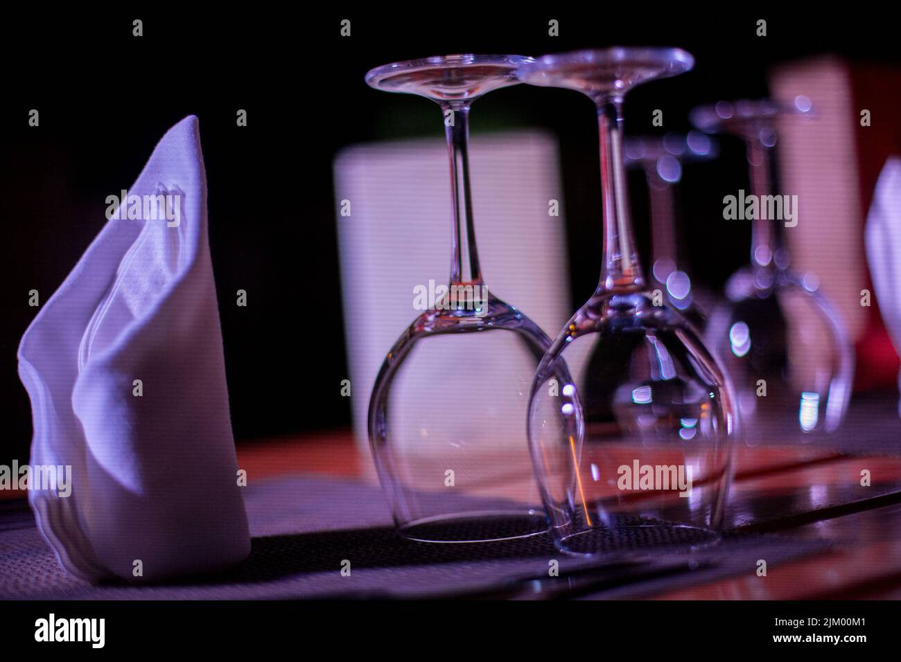 Few empty wineglasses on the table Stock Photo