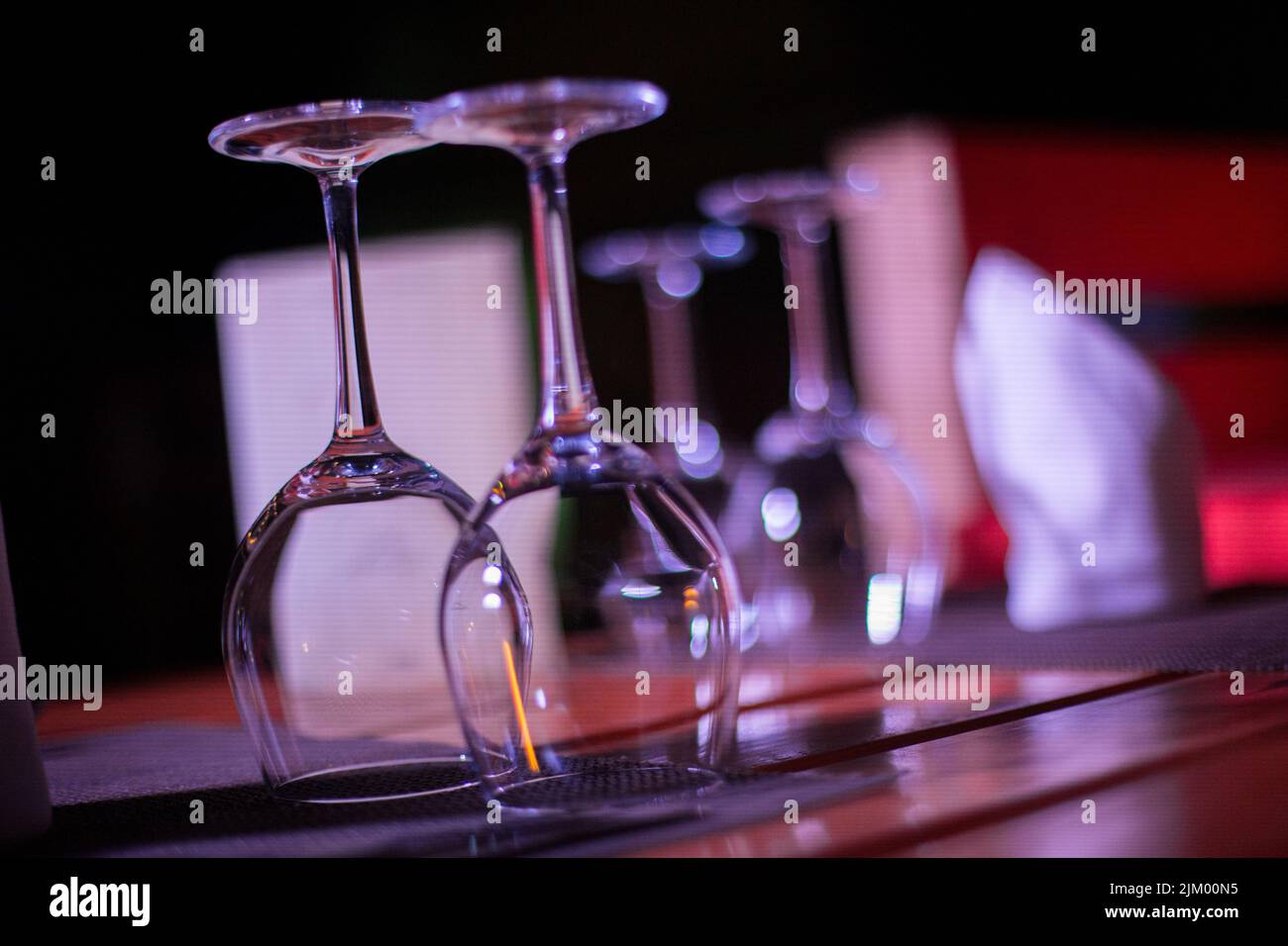Few empty wineglasses on the table Stock Photo