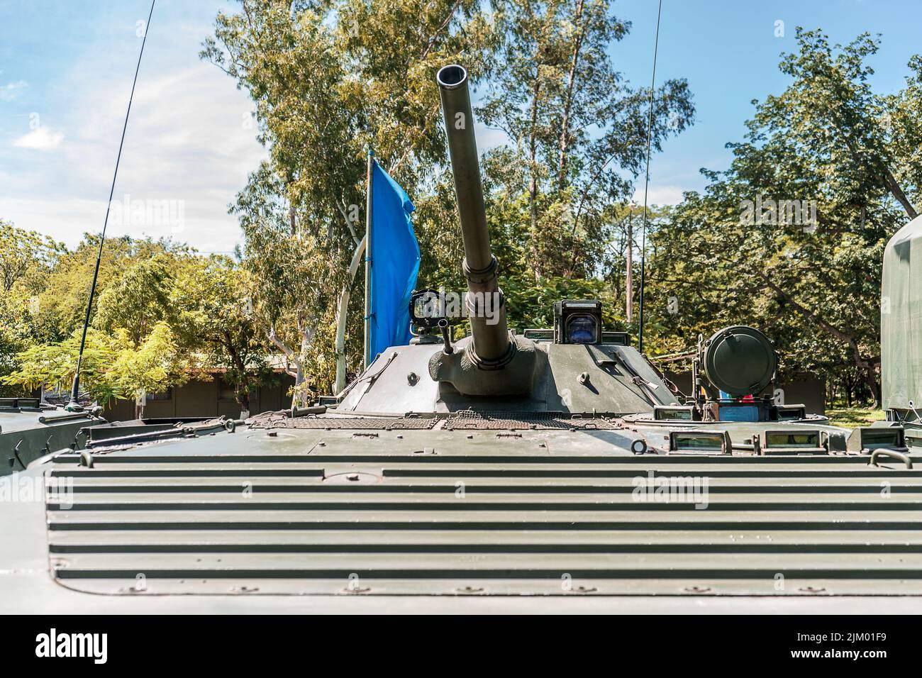 Russian military tank turret parked and ready for combat Stock Photo
