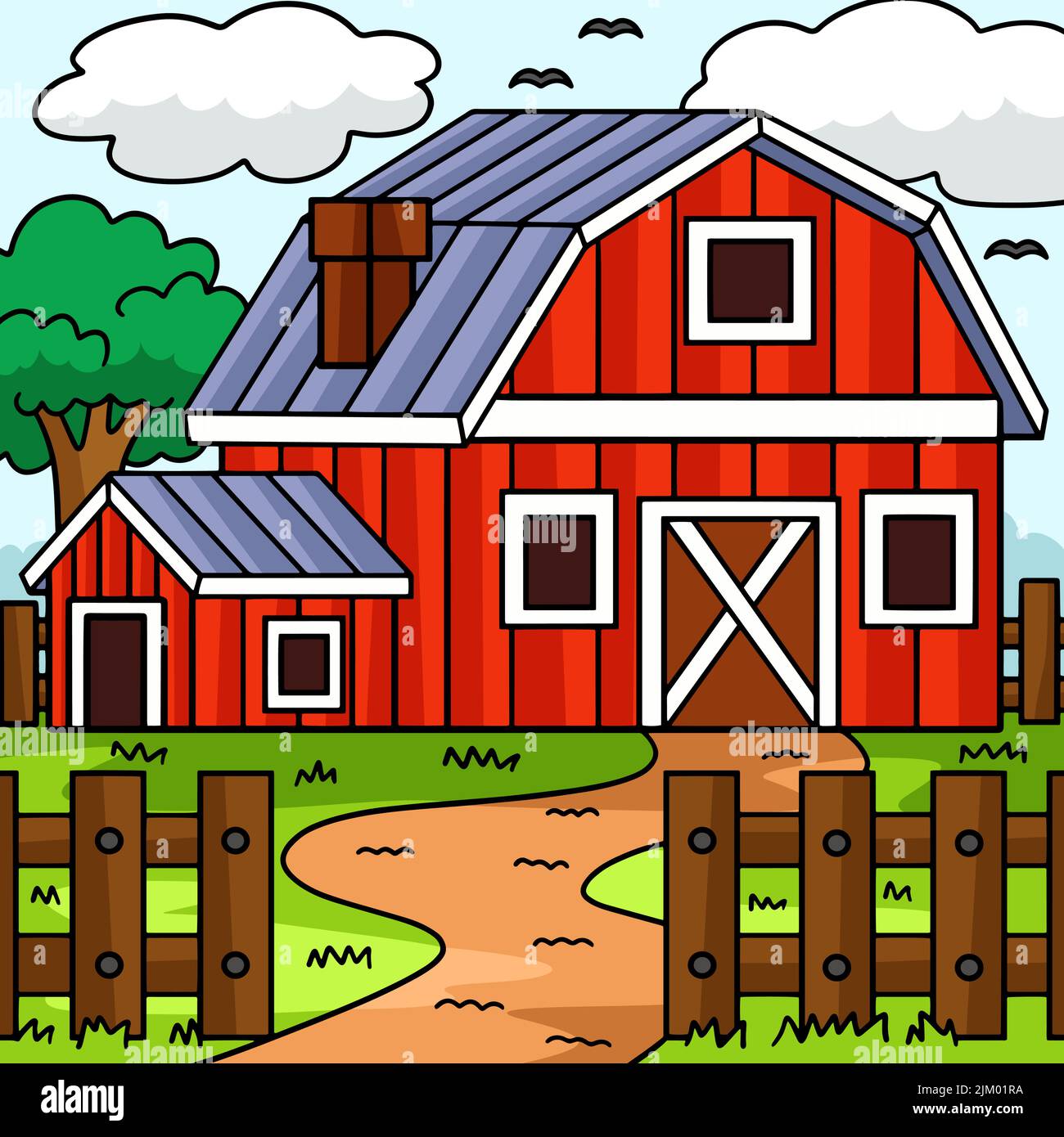 Farmhouse Stock Colored Cartoon Illustration Stock Vector Image & Art