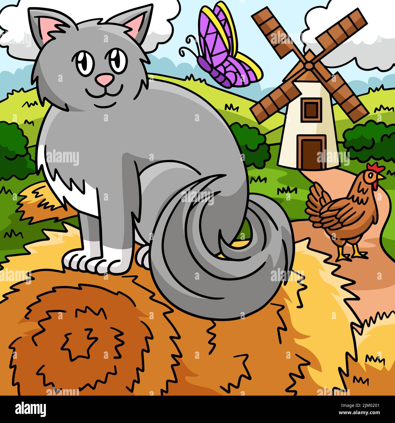 Cat Animal Colored Cartoon Illustration Stock Vector