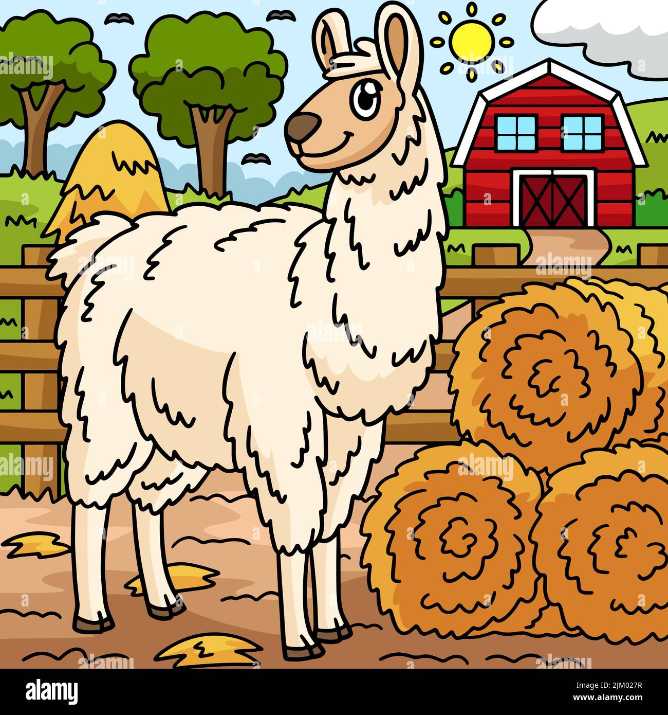 Llama Animal Colored Cartoon Illustration Stock Vector