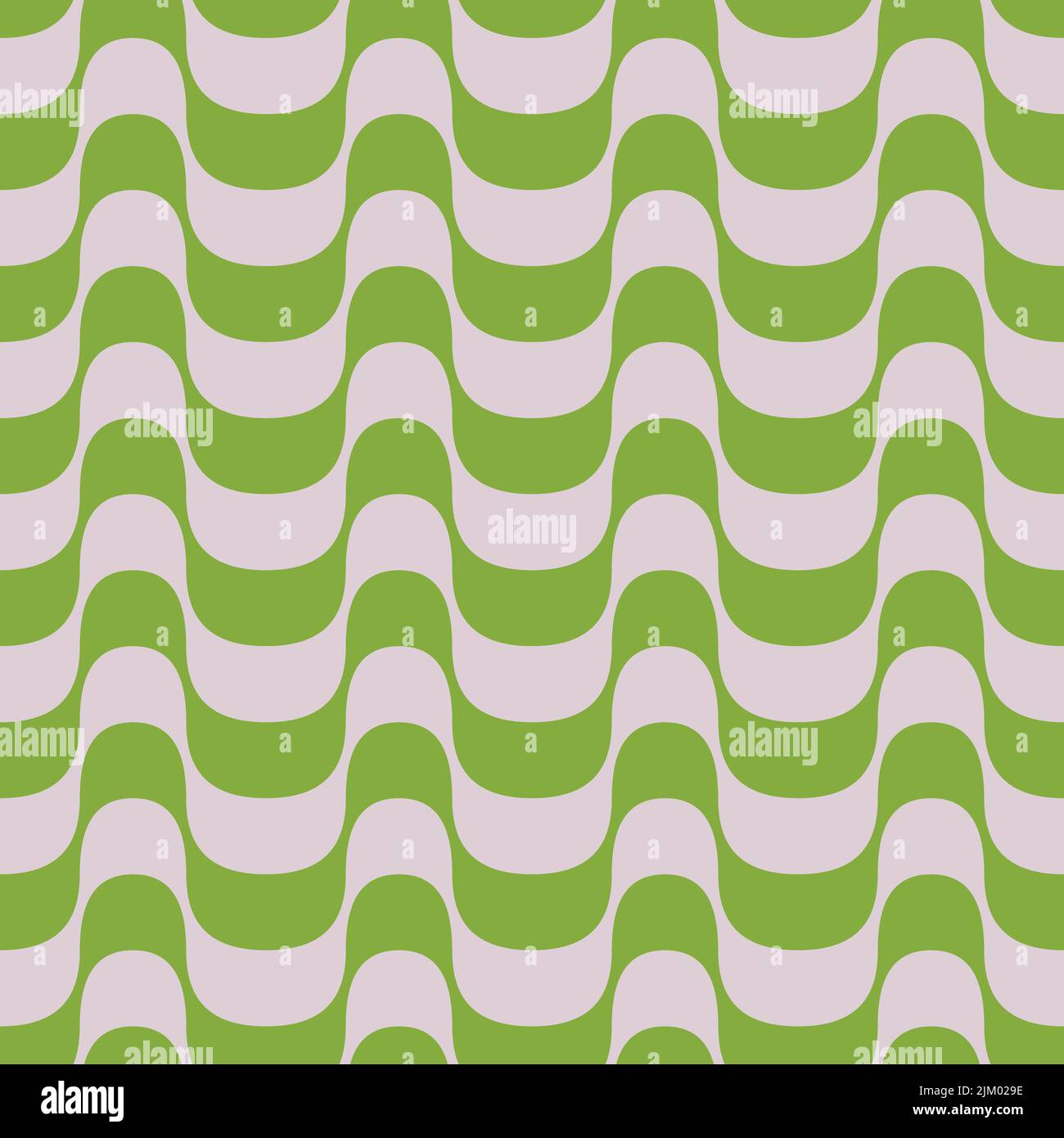 Seamless pattern. Curved wavy stripes in green and light pink colors. Vector illustration. 3D effect. Print for textile, fabric, poster, home decor Stock Vector