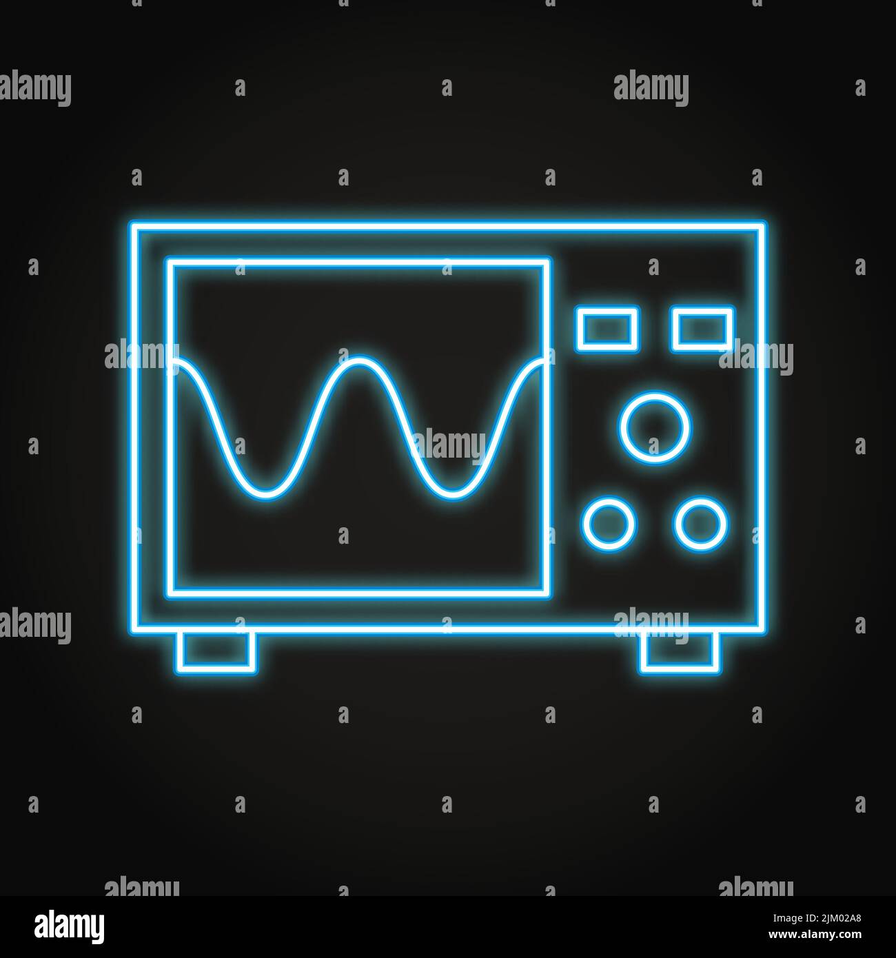 Oscilloscope neon icon in line style. Physics equipment symbol. Vector