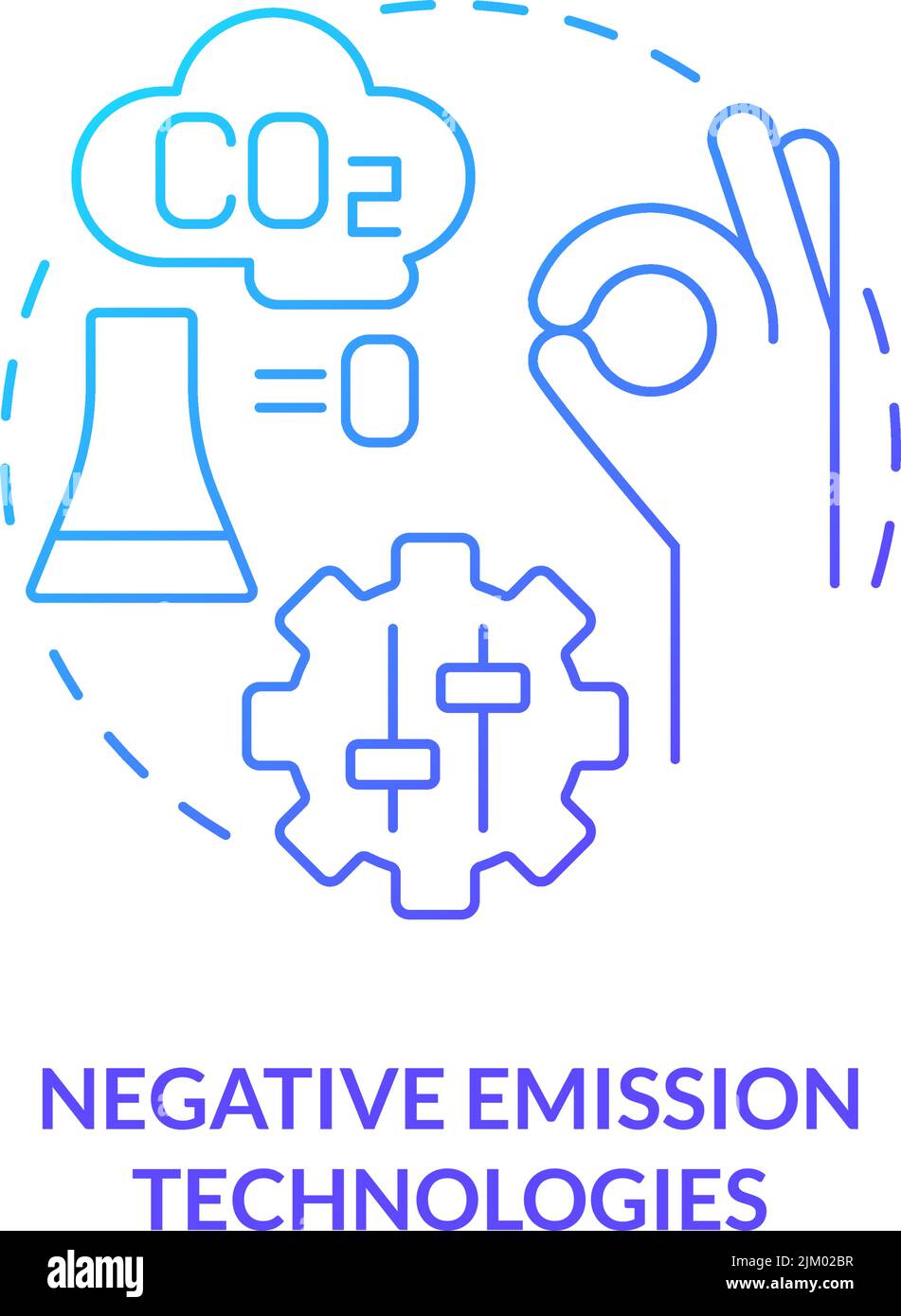 Negative emission technologies blue gradient concept icon Stock Vector ...