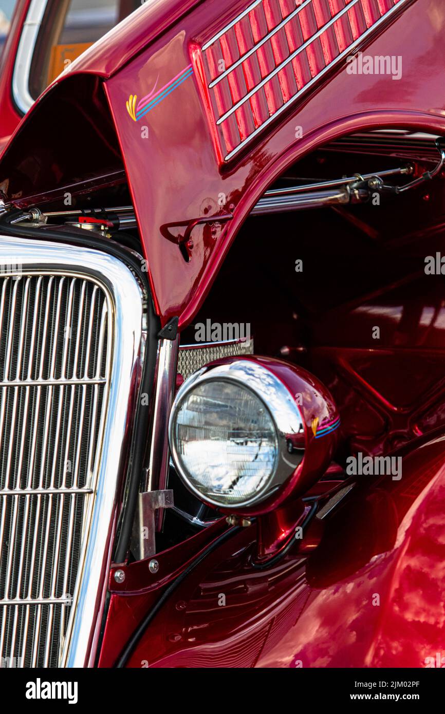 Classic car on display. Vehicles and car enthusiasts gather for the