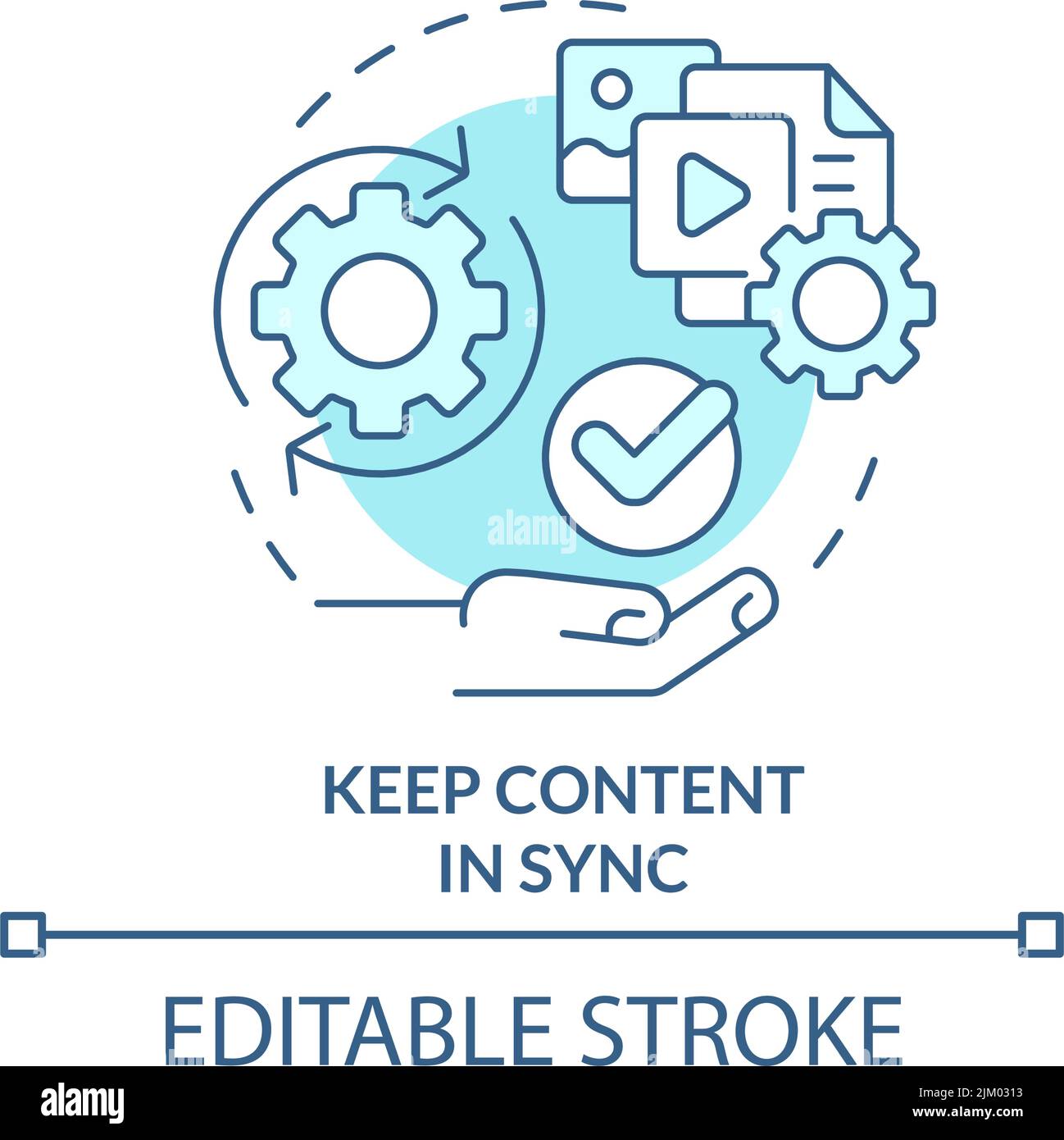 Keep content in sync turquoise concept icon Stock Vector