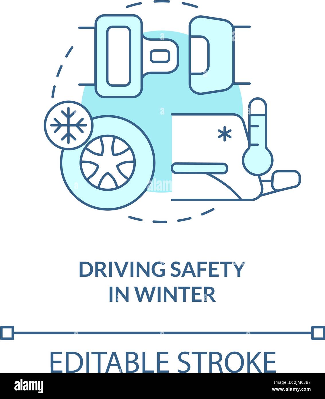 Driving safety in winter turquoise concept icon Stock Vector Image ...