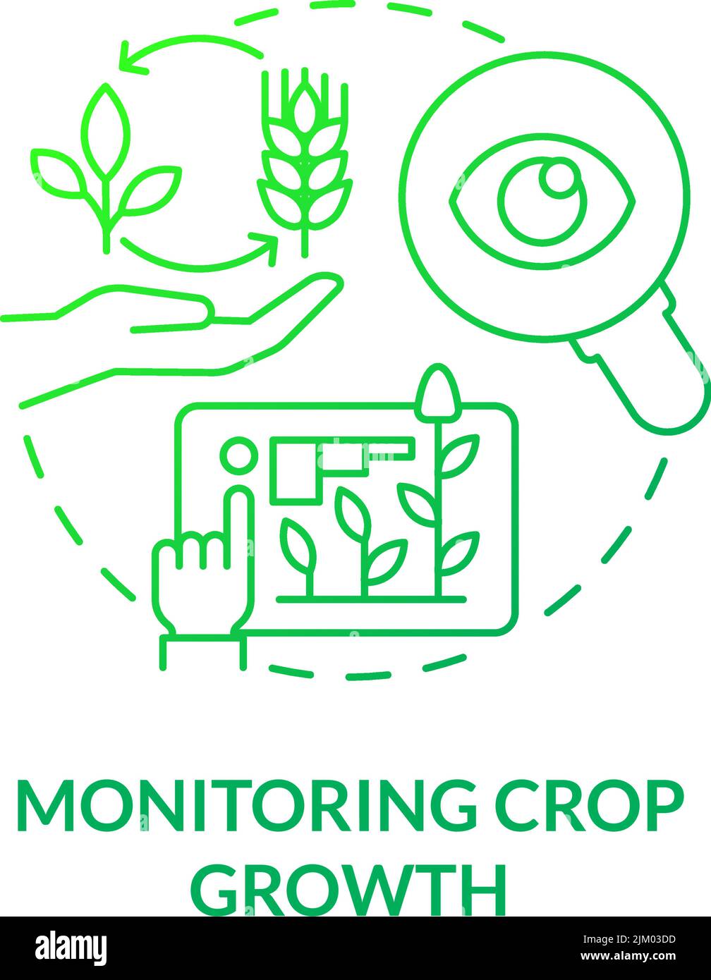 Monitoring crop growth green gradient concept icon Stock Vector
