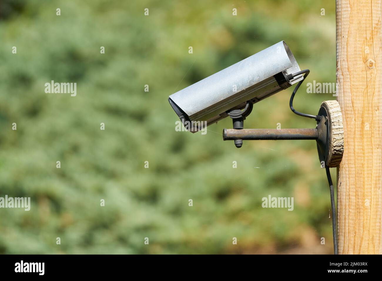 Surveillance camera at the storage yard of a construction site in Magdeburg in Germany Stock Photo