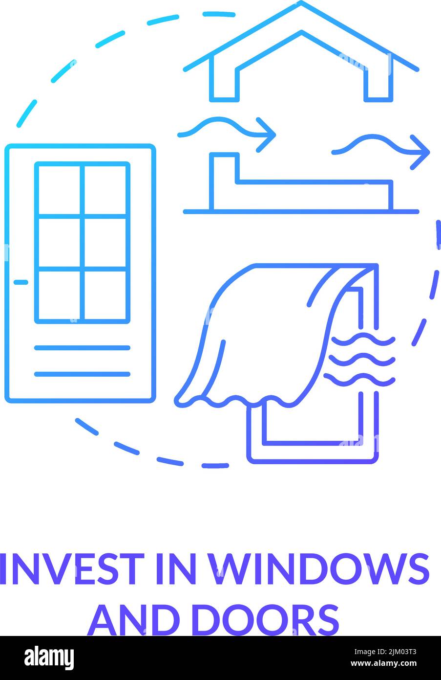 Invest in windows and doors blue gradient concept icon Stock Vector ...