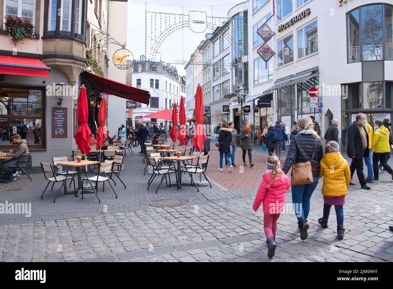 shopping street in Bonn city, lifestyle photo Stock Photo
