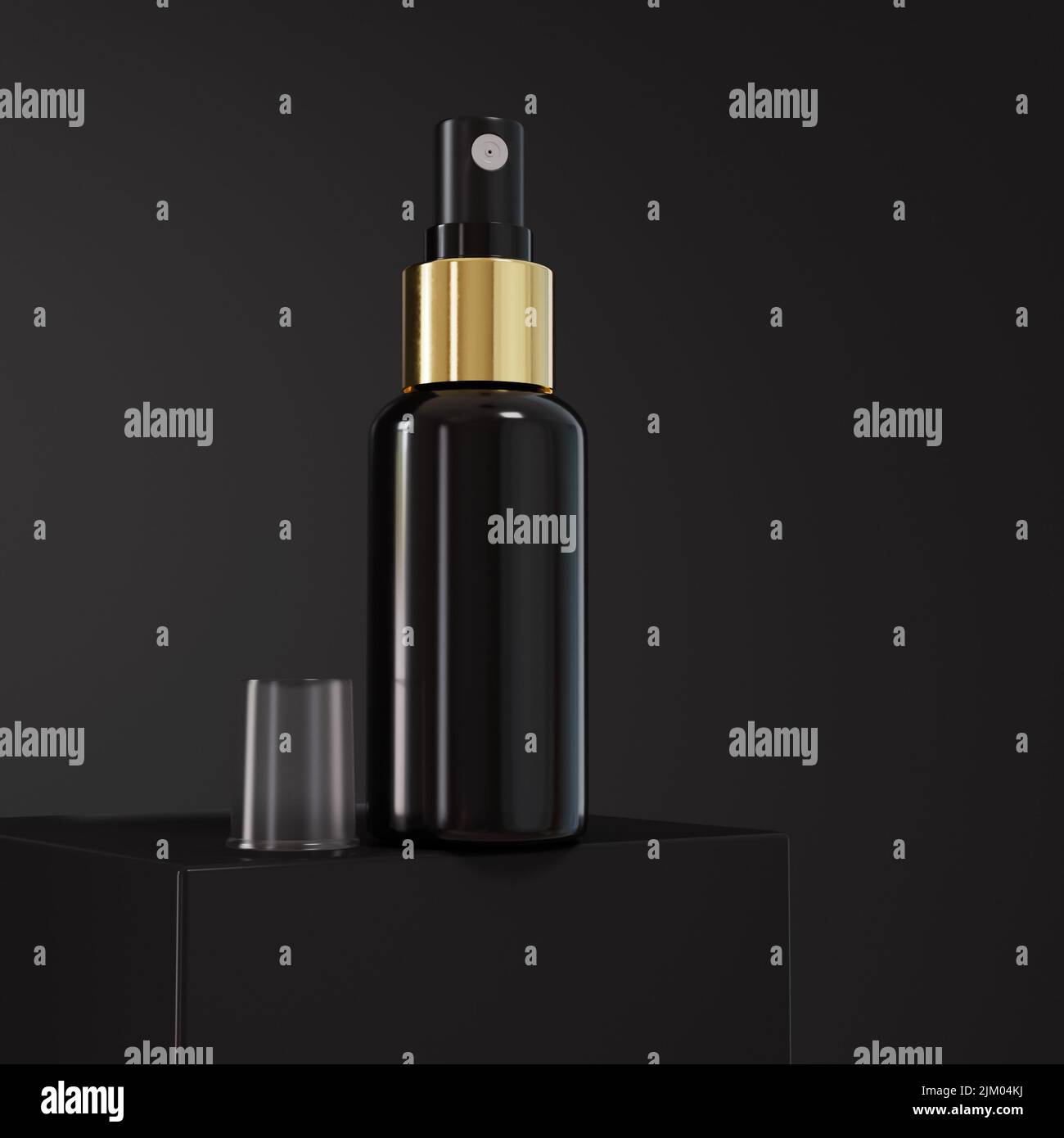 Black blank spray bottles. Mock up, cosmetic package. template for