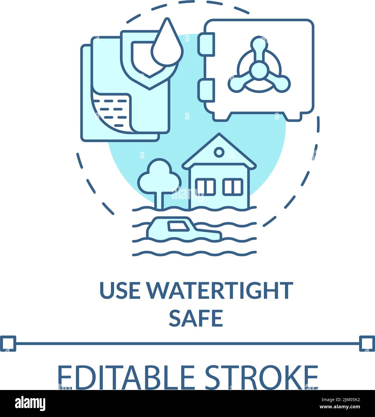 Use watertight safe turquoise concept icon Stock Vector