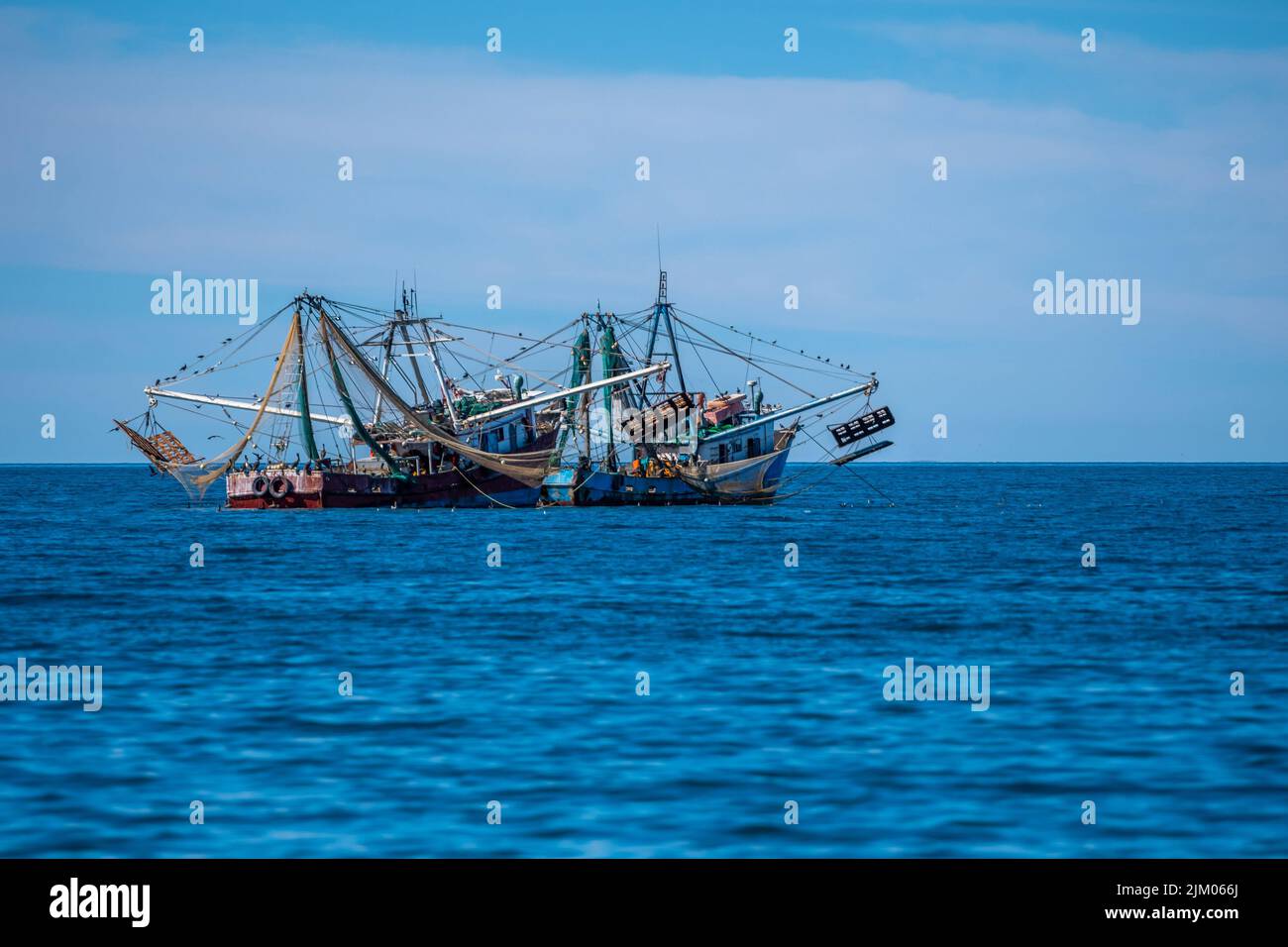 Puerto Penasco, Mexico, MX - Feb 9, 2022: A Fishing Trawlers in Rocky