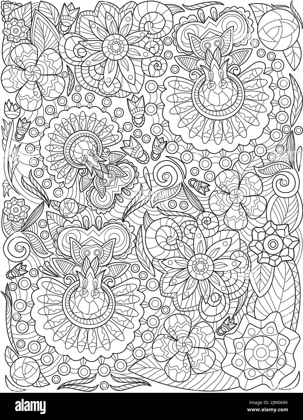 An editable coloring page of doodled flowers Stock Vector Image & Art ...