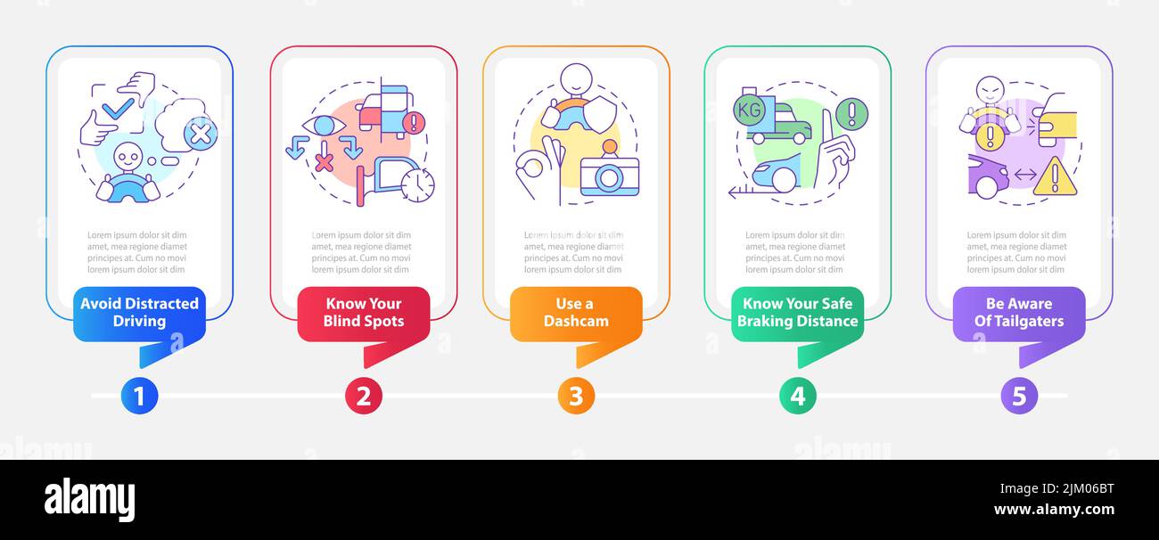 Commercial drivers safety rules rectangle infographic template Stock