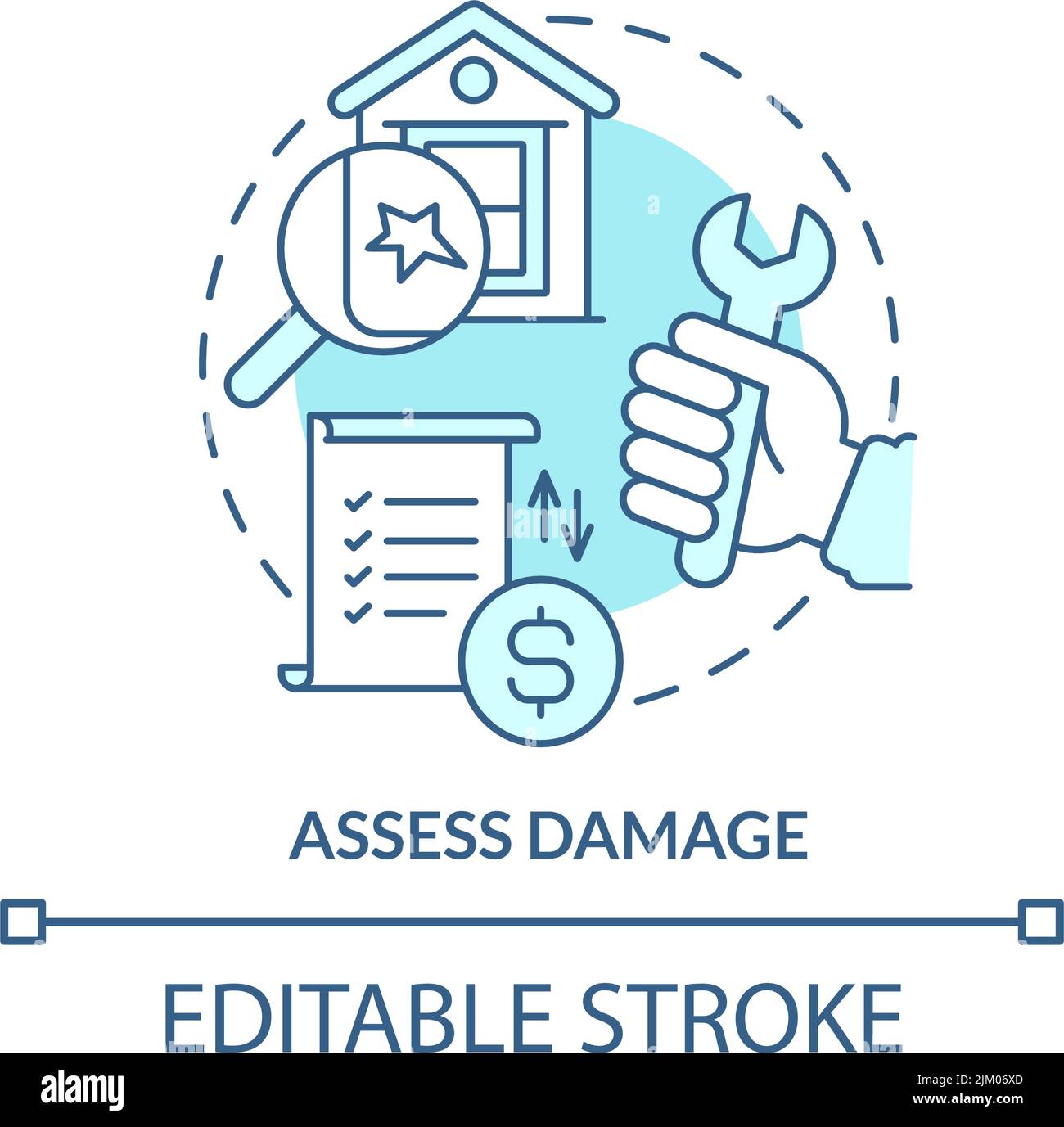Assess damage turquoise concept icon Stock Vector Image & Art - Alamy