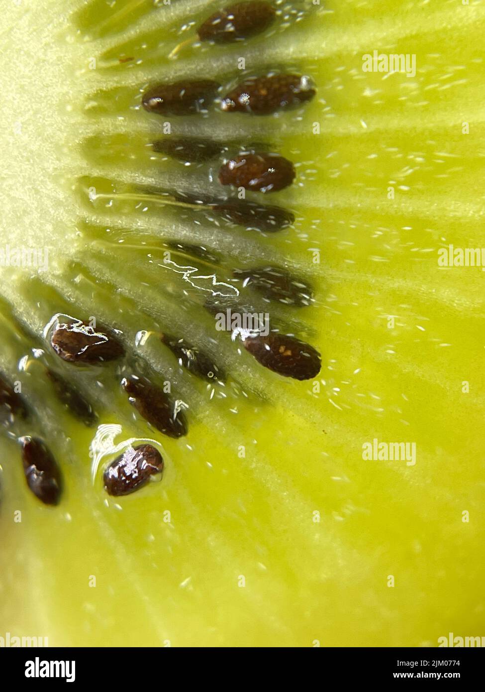 A vertical closeup of a juicy kiwi fruit Stock Photo